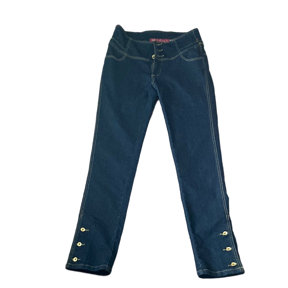 Apple Bottom Skinny Jeans with Gold Button Detail SIZE 9/10